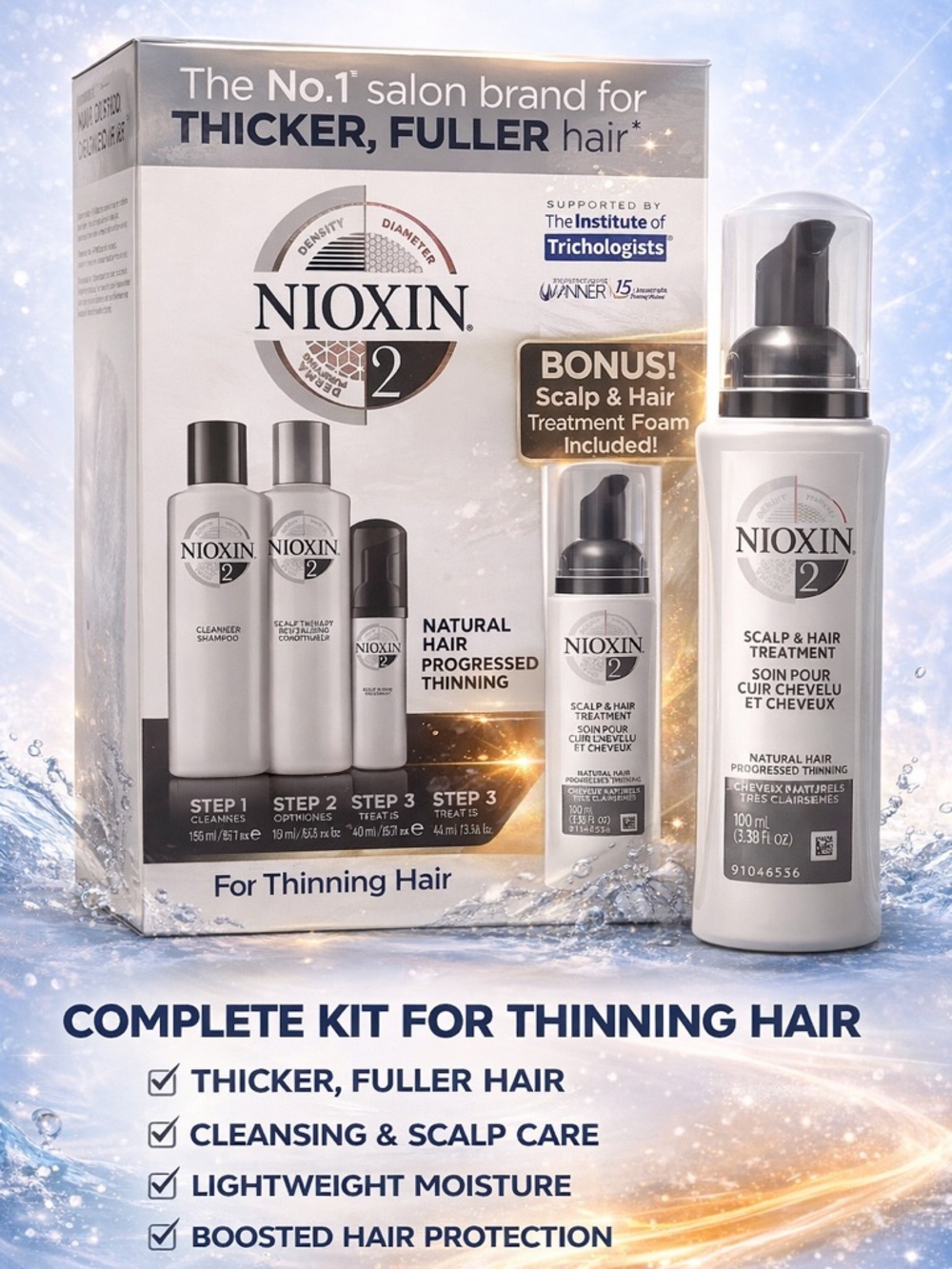 Scalp & Hair Treatment Nioxin 2 Kit plus additional scalp treatment